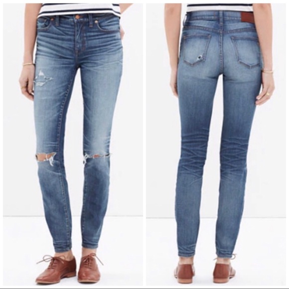 Madewell Denim - Madewell High Riser Ripped Knee Skinny Jeans, 25
